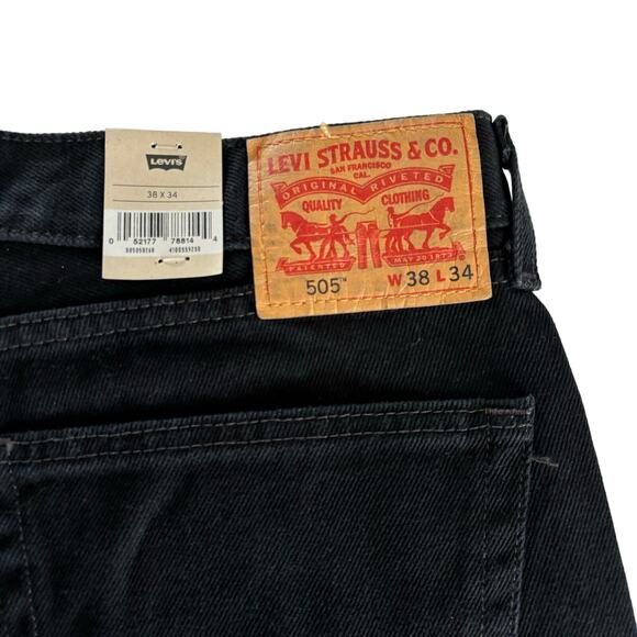 Levi’s Mens 505 Black Regular Fit Straight Leg Performance Cool Jeans Size 38x34 - Picture 9 of 10